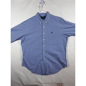 Ralph Lauren Mens Classic Fit Blue & White Checkered Button-Down Shirt XL